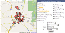 Search outdoor sports by location